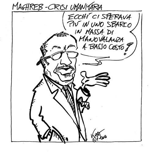 Cartoon: Maghreb - Crisi umanitaria (medium) by kurtsatiriko tagged bobo,maroni