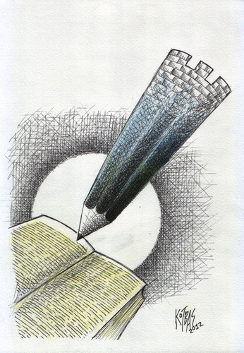 Cartoon: Kale-m (medium) by kotbas tagged castle,pencil,book