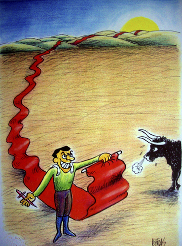 Cartoon: long red (medium) by kotbas tagged bull,matador,red