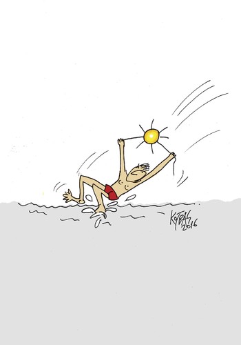 Cartoon: sun (medium) by kotbas tagged sun,sea,hot,cool,coolness