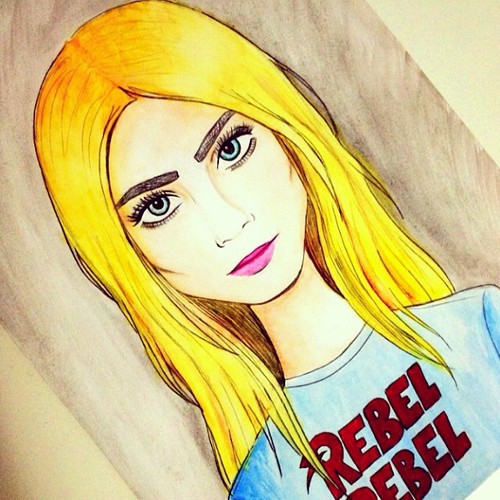 Cartoon: Cara Delevingne (medium) by naths tagged cara,delevingne,model,blonde,fashion,color,watercolor