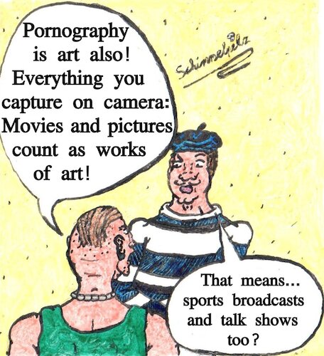 Cartoon: Pornographic Art (medium) by Schimmelpelz-pilz tagged art,artwork,statement,opinion,fight,argument,pornography,movie,movies,picture,pictures,photo,sports,broadcast,talk,show,streit,meinung,kunst,kunstwerk,aussage,porno,pornografie,film,filme,filmaufnahme,bild,bilder,fotoaufnahme,photoaufname,foto