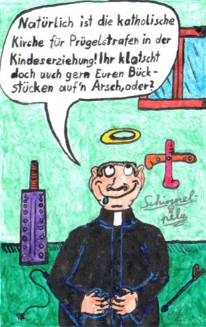 Cartoon: Untergang des Vatikan II (medium) by Schimmelpelz-pilz tagged prügelstrafe,kirche,priester,pfaffe,vatikan,pädophilie,machtmissbrauch,missbrauch,geistlicher