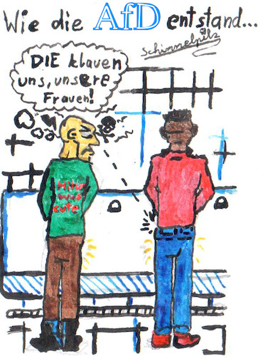 Cartoon: Wie die AfD entstand... (medium) by Schimmelpelz-pilz tagged afd,alternative,für,deutschland,nazi,nazis,rechte,rechts,fremdenhass,fremdenfeindlichkeit,rechtsradikal,skinhead,toilette,urinal,penisneid,sigmund,freud,eifersucht,hass,stereotyp,stereotypen,klo,pissen,pinkeln,ausländer