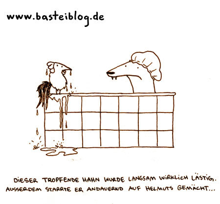 Cartoon: Tropfender Hahn. (medium) by puvo tagged hahn,bad,fuchs,badewanne,baden,bath,fox,tap,cock