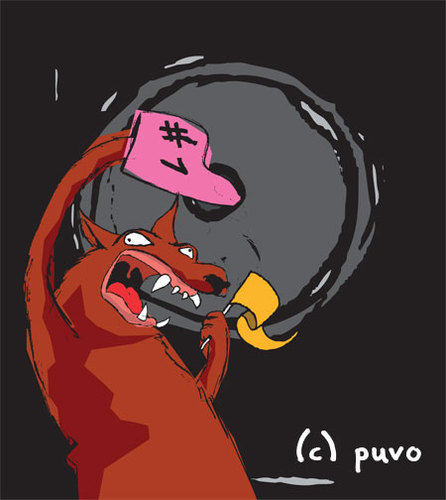 Cartoon: Waldos master went out. (medium) by puvo tagged hund,dog,party,musik,music,master,herrchen