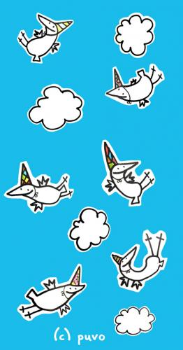 Cartoon: Zuckertütenspatzen (medium) by puvo tagged spatz,vogel,bird,sparrow,zuckertüte,schultüte,schulanfang