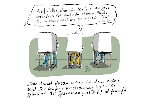 Cartoon: Adolf Hitler dem sein Bart ... (medium) by Jori Niggemeyer tagged wahlkampf,afd,fckafd,faschismus,faschismusneindanke,demokratie,politik,bundestagswahl,jori,joricartoon,niggemeyer,joriniggemeyer,wahlkampf,afd,fckafd,faschismus,faschismusneindanke,demokratie,politik,bundestagswahl,jori,joricartoon,niggemeyer,joriniggemeyer