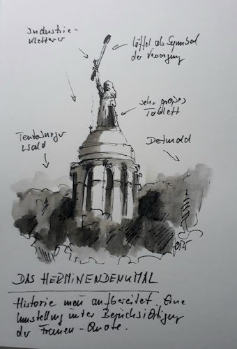 Cartoon: Das Herminendenkmal (medium) by Jori Niggemeyer tagged frauen,quote,führung,geschichte,historie,niggemeyer,jori,joricartoon