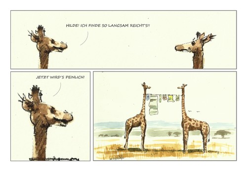 Cartoon: Es reicht... (medium) by Jori Niggemeyer tagged landschaft,peinlich,wäscheleine,wäsche,afrika,giraffe,cartoon,joricartoon,niggemeyer
