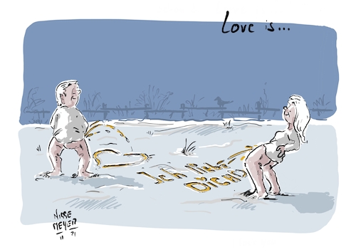 Cartoon: Liebe ist... (medium) by Jori Niggemeyer tagged liebe,schnee,pinkeln,herz,liebe,schnee,pinkeln,herz