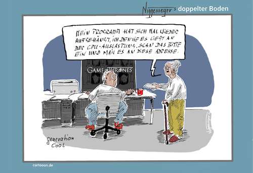 Cartoon: Senioren habens drauf (medium) by Jori Niggemeyer tagged senioren,bestager,computer,internet,pc,cpu,email,server,großeltern,enkel,nerd,senioren,bestager,computer,internet,pc,cpu,email,server,großeltern,enkel,nerd