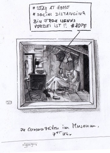 Cartoon: Stay at home... (medium) by Jori Niggemeyer tagged corona,stayathome,homeoffice