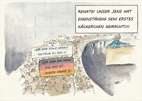 Cartoon: Wir sind... (medium) by Jori Niggemeyer tagged wirsinddasvolk,noafd,prodemokratie,stolz,dummheit