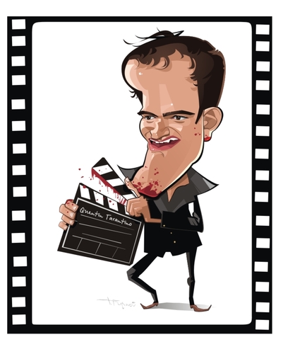 Cartoon: QUENTIN TARANTINO (medium) by FARTOON NETWORK tagged caricature,fiction,pulp,unchained,django,star,movie,director,film,tarantino,quentin