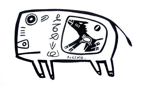 Cartoon: l etalon dans l estomac (medium) by Alesko tagged horse,eat