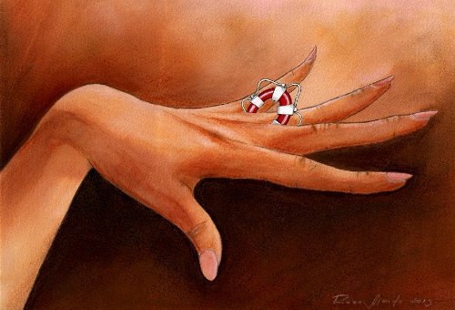 Cartoon: Ring (medium) by Riina Maido tagged ring,hand,life,preserver