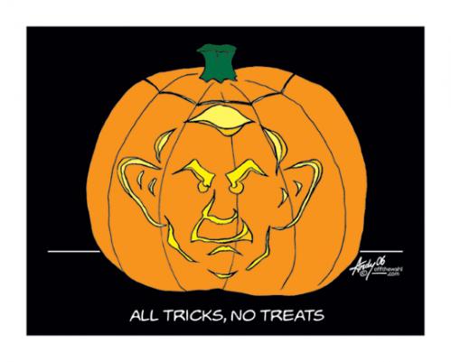 Cartoon: All Tricks No Treats (medium) by offthewahltoons tagged andrew,wahl,george,bush,halloween