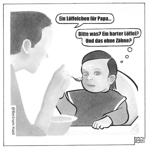 Cartoon: Babynahrung (medium) by BAES tagged kind,kinder,baby,eltern,mutter,vater,papa,mama,nahrung,brei,erziehung,kind,kinder,baby,eltern,mutter,vater,papa,mama,nahrung,brei,erziehung