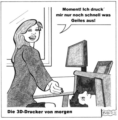 Cartoon: Die 3D-Drucker von morgen (medium) by BAES tagged technik,erotik,frau,mann,3d,kopierer,drucker,arbeitsplatz,büro,büro,arbeitsplatz,drucker,kopierer,3d,mann,frau,erotik,technik