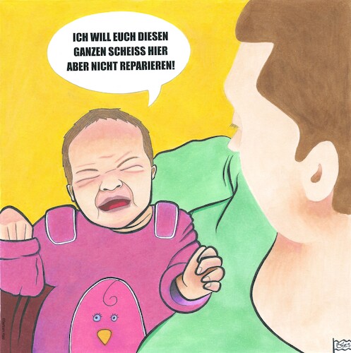 Cartoon: Erste Worte (medium) by BAES tagged geburt,baby,welt,erde,krisen,kriege,umwelt,probleme,generationen,geburt,baby,welt,erde,krisen,kriege,umwelt,probleme,generationen