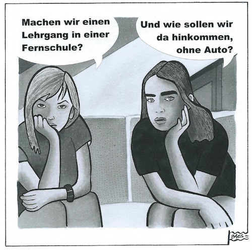 Cartoon: Fernschule (medium) by BAES tagged bildung,lernen,fernschule,schule,auto,jugend,wissen,bildung,lernen,fernschule,schule,auto,jugend,wissen