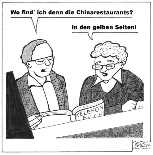 Cartoon: Gelbe Seiten (medium) by BAES tagged gelbe,seiten,china,restaurant,telefonbuch,mann,frau,paar,telefon,firmen,gelbe,seiten,china,restaurant,telefonbuch,mann,frau,paar,telefon,firmen