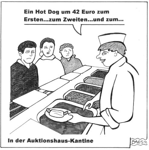 Cartoon: In der Auktionshaus-Kantine (medium) by BAES tagged essen,koch,dog,hot,firma,belegschaft,auktionator,auktionshaus,gastronomie,versteigerung,kantine,kantine,versteigerung,gastronomie,auktionshaus,auktionator,belegschaft,essen,koch