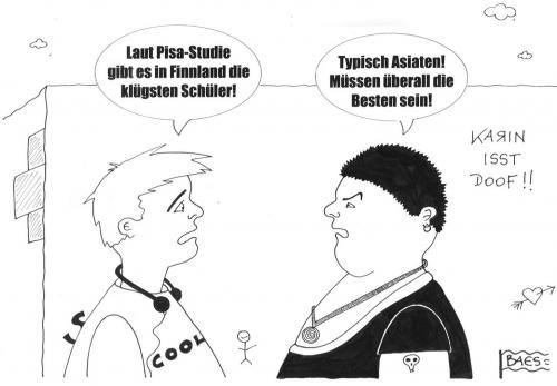 Cartoon: PISA-Sudie (medium) by BAES tagged schüler,pisa,studie,deutschland,finnland,finnen,schule