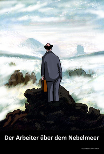 Cartoon: Caspar David Friedrich (medium) by perugino tagged friedrich,david,caspar,caspar david friedrich,maler,malerei,kunst,künstler,kunstwerk,arbeit,job,beruf,meer,caspar,david,friedrich