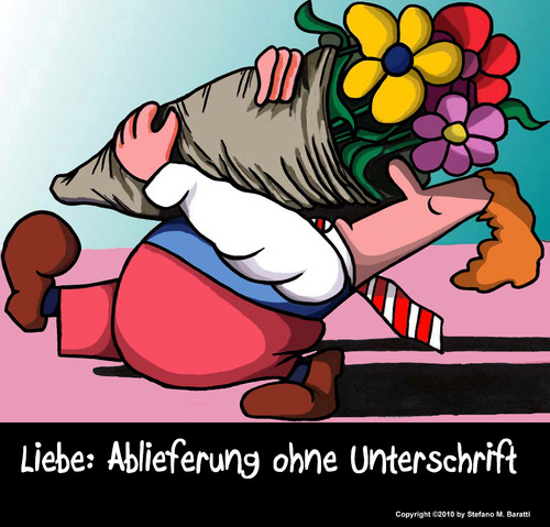 Cartoon: die Anlieferung (medium) by perugino tagged love,romance,dating,relationships,liebe,romantik,valentinstag,blumen,freude,lieferservice,beziehung,partnerschaft,lieferung