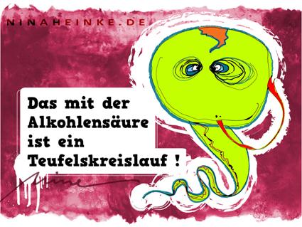 Cartoon: alcoholism (medium) by Nina Heinke tagged nina,heinke,reptile,reptil,animal,tier,snake,schlange,