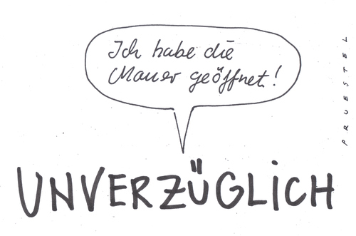 Cartoon: 9.november 1989 (medium) by Andreas Prüstel tagged pressekonferenz,günter,schabowski,pressekonferenz,presse,günter schabowski,1989,berlin,berliner mauer,mauer,mauerfall,wiedervereinigung,günter,schabowski,berliner