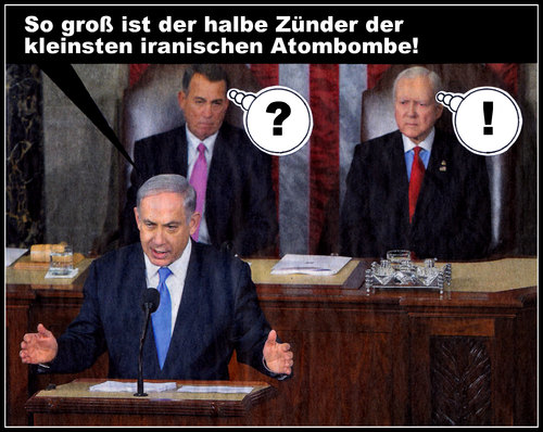 Cartoon: ... (medium) by Andreas Prüstel tagged netanjahu,israel,iran,usa,republikaner,atimbombe,cartoon,collage,andreas,pruestel