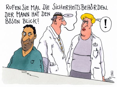 Cartoon: absicherung (medium) by Andreas Prüstel tagged sicherheitspolitik,terrorabwehr,gefährder,ärzte,sicherheitsbehörden,sicherheitskonzept,maßnahmekatalog,innenminister,cartoon,karikatur,andreas,pruestel,sicherheitspolitik,terrorabwehr,gefährder,ärzte,sicherheitsbehörden,sicherheitskonzept,maßnahmekatalog,innenminister,cartoon,karikatur,andreas,pruestel