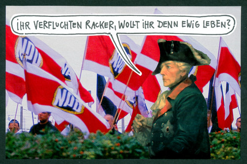 Cartoon: alter fritz (medium) by Andreas Prüstel tagged friedrich2,neonazismus,zitat,preussen