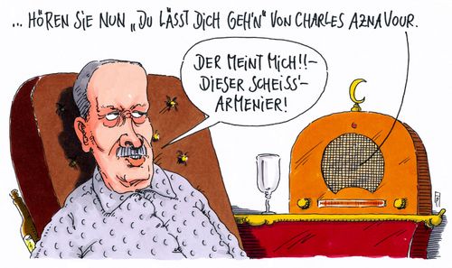 Cartoon: armenier (medium) by Andreas Prüstel tagged erdogan,türkei,armenien,europa,beleidigungen,einflußnahme,kunst,chanson,charles,aznavour,frankreich,genozid,völkermord,cartoon,karikatur,andreas,prüstel,erdogan,türkei,armenien,europa,beleidigungen,einflußnahme,kunst,chanson,charles,aznavour,frankreich,genozid,völkermord,cartoon,karikatur,andreas,prüstel