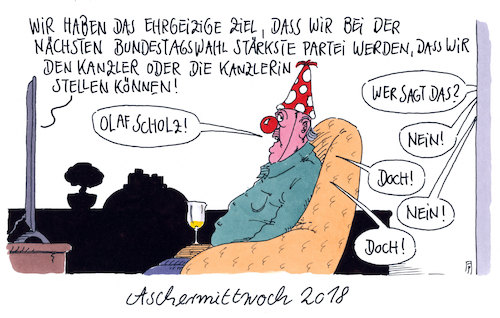 Cartoon: aschermittwoch 2018 (medium) by Andreas Prüstel tagged politischer,aschermittwoch,spd,olaf,scholz,kanzlerschaft,cartoon,karikatur,andreas,pruestel,politischer,aschermittwoch,spd,olaf,scholz,kanzlerschaft,cartoon,karikatur,andreas,pruestel