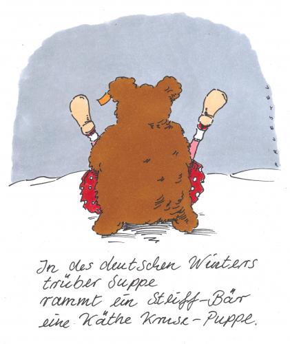 Cartoon: begegnung (medium) by Andreas Prüstel tagged spielzeug,puppe,teddy