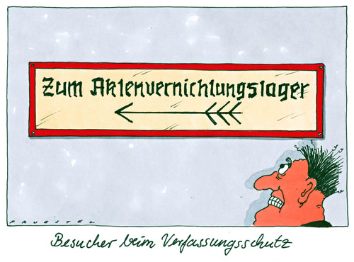 Cartoon: beim verfassungsschutz (medium) by Andreas Prüstel tagged nsuzelle,neonazimordserie,aktenvernichtung,verfassungsschutz,verfassungsschutz,aktenvernichtung,neonazi,nazi