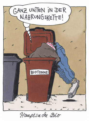 Cartoon: bio (medium) by Andreas Prüstel tagged bio,ernährung,armut,nahrung,biotonne,biotonne,bio,nahrung,ernährung,armut,hunger,lebensmittel