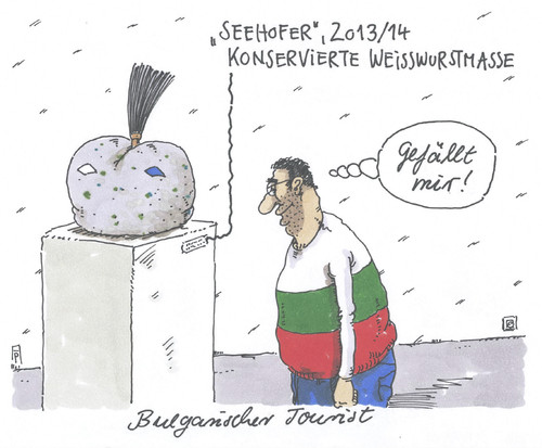 Cartoon: bulgarischer tourist (medium) by Andreas Prüstel tagged eu,jobs,sozialsysteme,osteuropa,bulgarien,sozialtourismus,tourismus,seehofer,weisswurst,bayern,galerie,museum,konservierung,kunst,plastik,cartoon,karikatur,andreas,pruestel,eu,jobs,sozialsysteme,osteuropa,bulgarien,sozialtourismus,tourismus,seehofer,weisswurst,bayern,galerie,museum,konservierung,kunst,plastik,cartoon,karikatur,andreas,pruestel