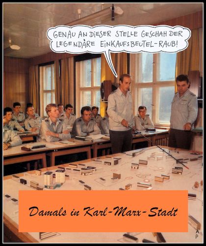 Cartoon: damals (medium) by Andreas Prüstel tagged ddr,karl,marx,stadt,kriminalität,volkspolizei,cartoon,collage,andreas,pruestel,ddr,karl,marx,stadt,kriminalität,volkspolizei,cartoon,collage,andreas,pruestel