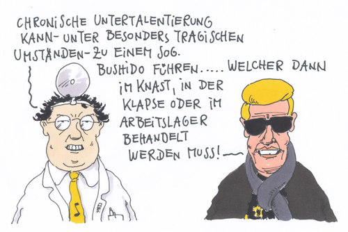 Cartoon: das bushido (medium) by Andreas Prüstel tagged bushido,rapp,rapper,untertalentiert,heino,knast,gefängnis,klapse,klapsmühle,psychiatrie,arbeitslager,skandal,volksmusi,arzt,krankheit,cartoon,karikatur,andreas,pruestel,bushido,rapp,rapper,untertalentiert,heino,knast,gefängnis,klapse,klapsmühle,psychiatrie,arbeitslager,skandal,volksmusi,arzt,krankheit,cartoon,karikatur,andreas,pruestel