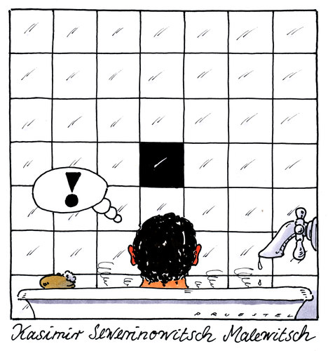 Cartoon: ideenfindung (medium) by Andreas Prüstel tagged fliesen,badewanne,bad,ikonedermoderne,modernekunst,malerei,dasschwarzequadrat,malewitsch,malewitsch,malerei,moderne kunst,kunst,moderne