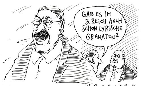 Cartoon: demente reime (medium) by Andreas Prüstel tagged grass,gedicht,israel,iran,günter grass,dichter,literatur,nobelpreis,gedicht,israel,iran,atomwaffen,atomprogramm,weltfrieden,kritik,antisemitismus,günter,grass,isreal gedicht,isreal