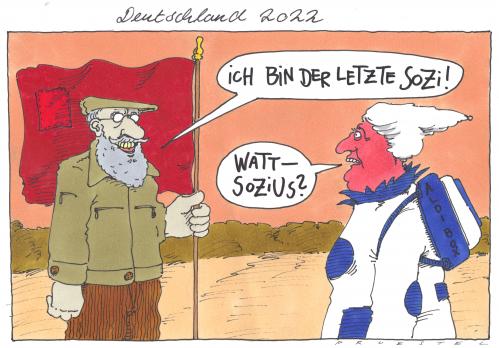 Cartoon: der letzte (medium) by Andreas Prüstel tagged spd,zukunft,einzelgänger