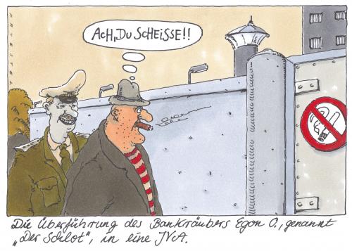 Cartoon: der schlot (medium) by Andreas Prüstel tagged rauchverbot,knast,schadenfreude,kriminalität,verbrechen,verbrecher,knast,gefängnis,haftanstalt,rauchverbot,rauchen,raucher,nichtraucher,gesundheit