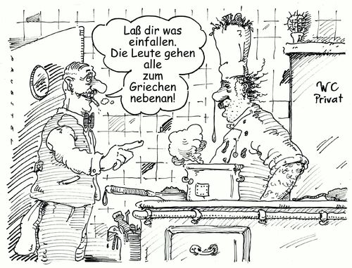 Cartoon: deutsche küche (medium) by Andreas Prüstel tagged griechenland,schuldenkrise,deutschland,restaurant,gastronomie,küche,koch,cartoon,karikatur,andreas,pruestel,griechenland,schuldenkrise,deutschland,restaurant,gastronomie,küche,koch,cartoon,karikatur,andreas,pruestel