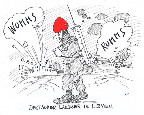 Cartoon: deutscher einsatz (medium) by Andreas Prüstel tagged bundeswehreinsatz,libyen